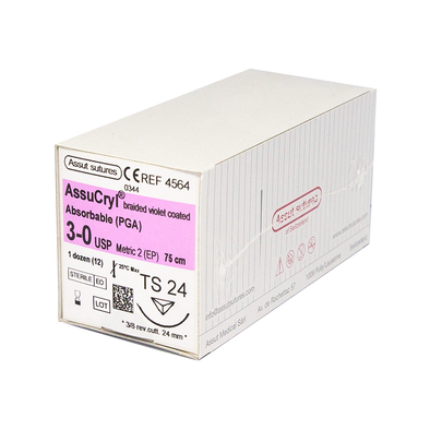 Assut Silk Sutures Undyde 3-0 24mm 3/8 RC 75cm (12pk)